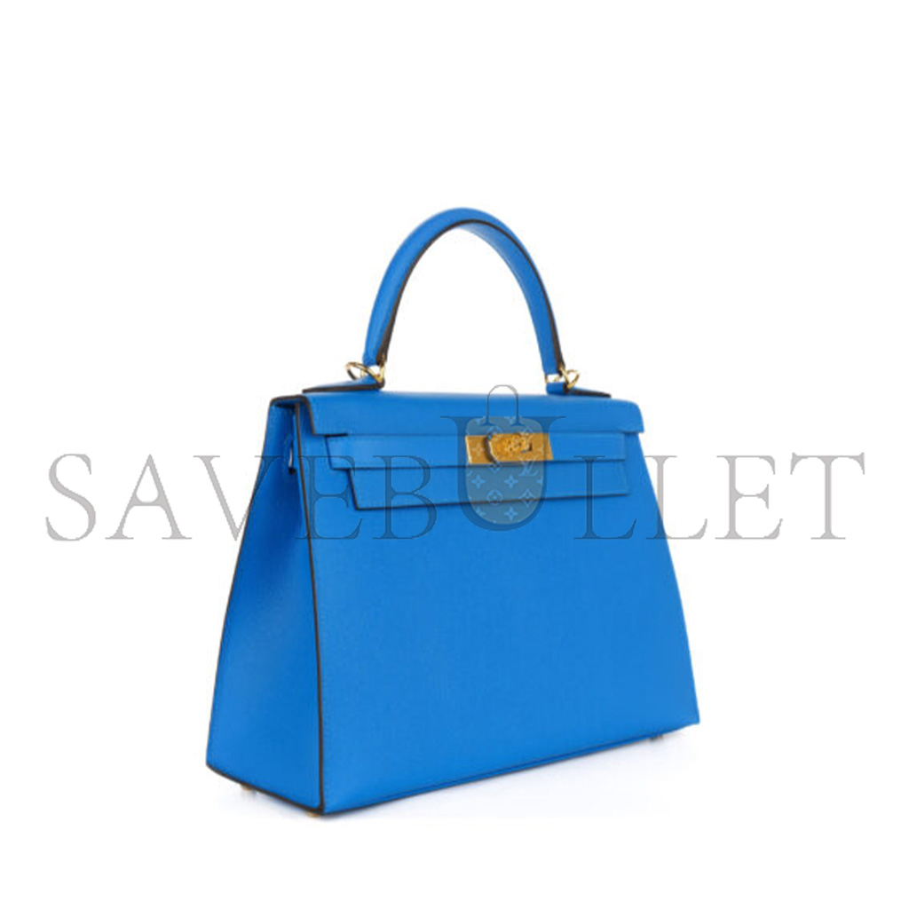 HERMÈS MASTER KELLY 25 BLEU HYDRA EPSOM SELLIER GOLD HARDWARE (25*17*7cm) 